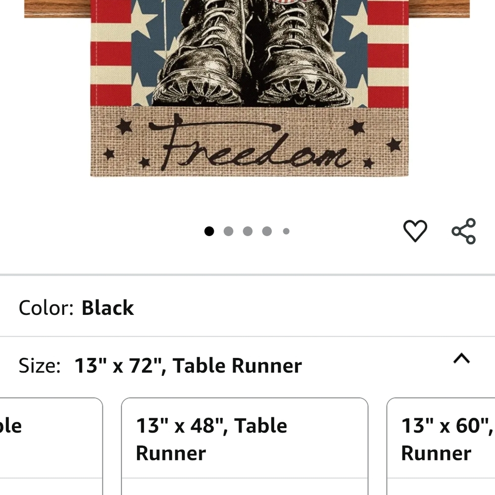 Patriotic Table Runner Decor with Black Boots Design
